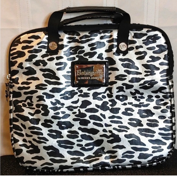 Betseyville Black and White Animal Print computer bag silver white - Picture 1 of 4